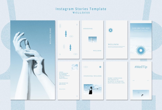 PSD gratuito plantilla de historias de instagram de bienestar con foto