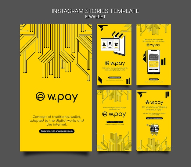 PSD gratuito plantilla de historias de instagram de billetera electrónica