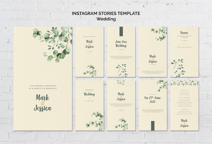 PSD gratuito plantilla de historias de instagram de boda