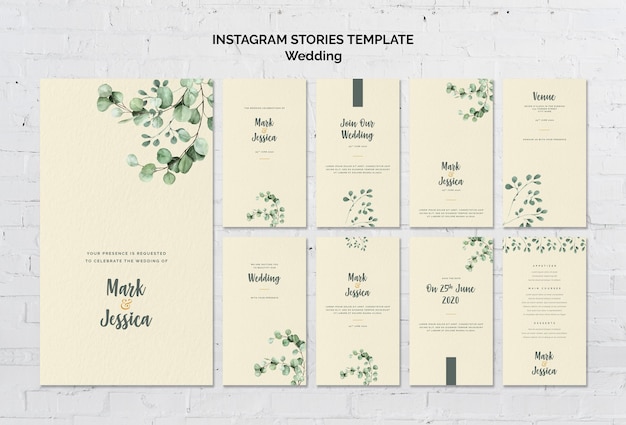 Plantilla de historias de instagram de boda