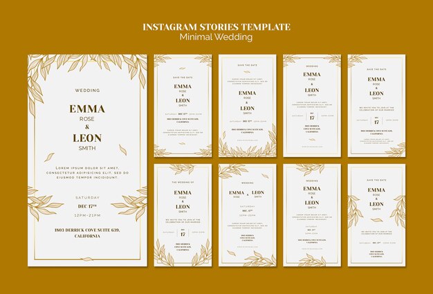 Plantilla de historias de instagram de boda