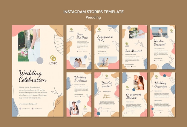 PSD gratuito plantilla de historias de instagram de boda