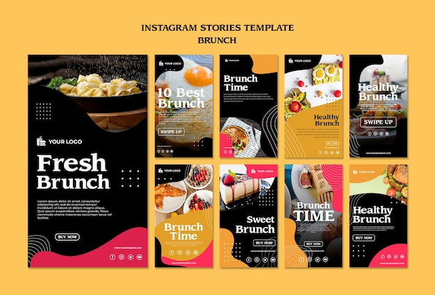 PSD gratuito plantilla de historias de instagram de brunch