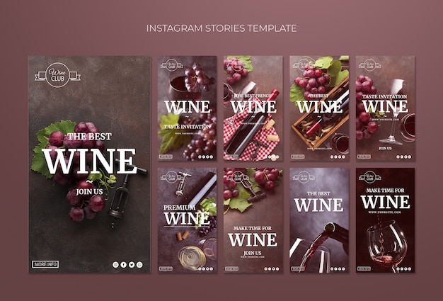 Plantilla de historias de instagram de cata de vinos