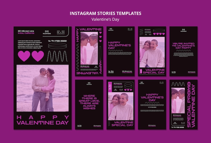 PSD gratuito plantilla de historias de instagram de celebración del día de san valentín
