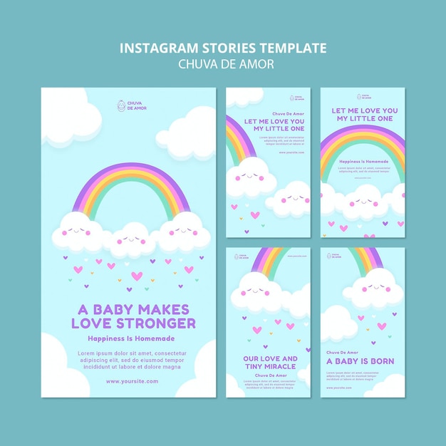 PSD gratuito plantilla de historias de instagram de chuva de amor