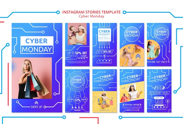 PSD gratuito plantilla de historias de instagram de ciber lunes