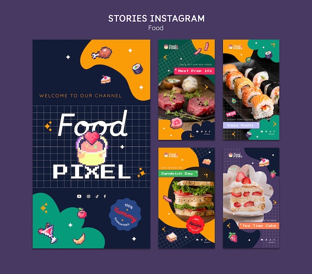 PSD gratuito plantilla de historias de instagram de comida deliciosa