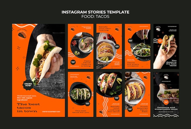 PSD gratuito plantilla de historias de instagram de comida mexicana