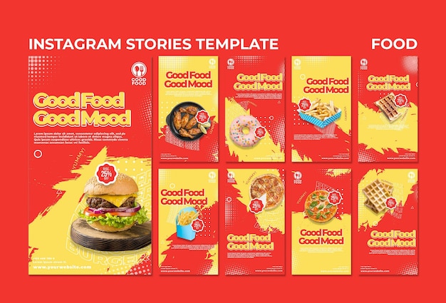 Plantilla de historias de instagram de comida
