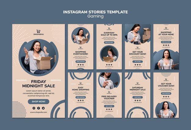 Plantilla de historias de Instagram con compras en línea