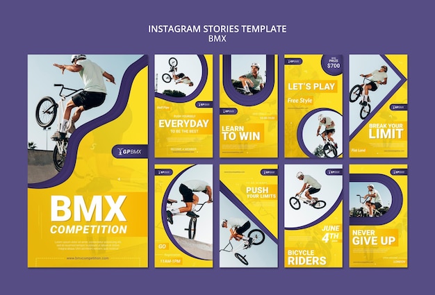 PSD gratuito plantilla de historias de instagram de concepto de bmx