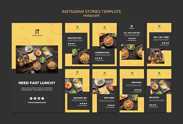 PSD gratuito plantilla de historias de instagram de concepto de brunch