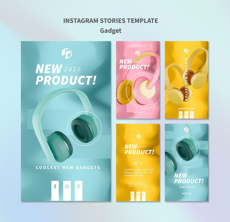 PSD gratuito plantilla de historias de instagram de concepto de gadget