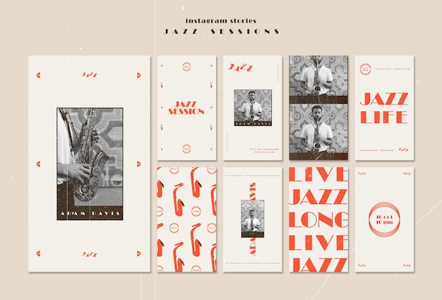 PSD gratuito plantilla de historias de instagram de concepto de jazz