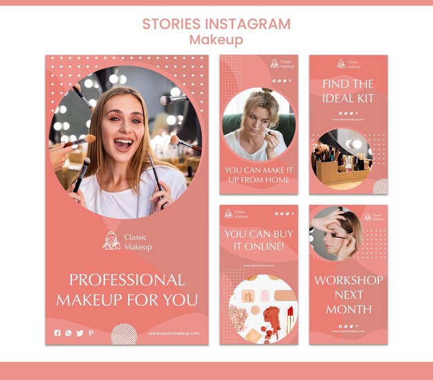 Plantilla de historias de instagram de concepto de maquillaje