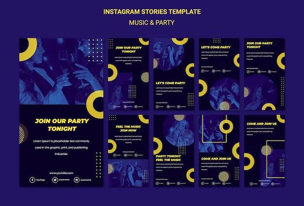 Plantilla de historias de instagram de concepto de música y fiesta