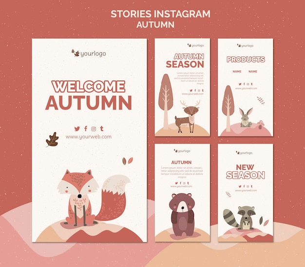 PSD gratuito plantilla de historias de instagram de concepto de otoño