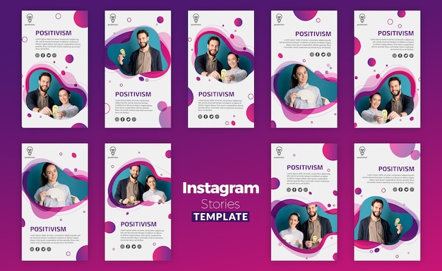 PSD gratuito plantilla de historias de instagram de concepto de positivismo