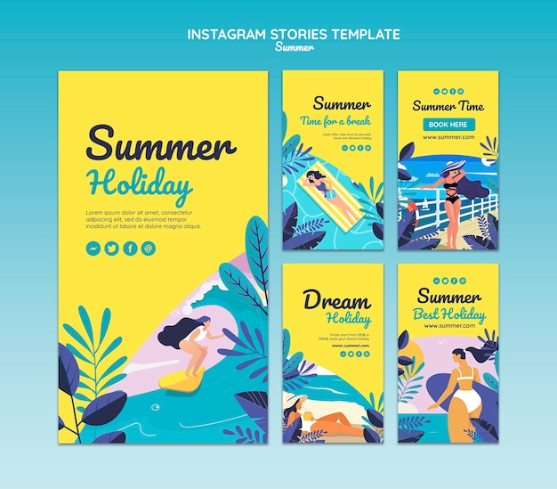 Plantilla de historias de instagram de concepto de verano