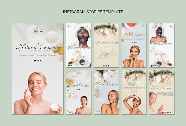 Plantilla de historias de instagram de cosmética natural