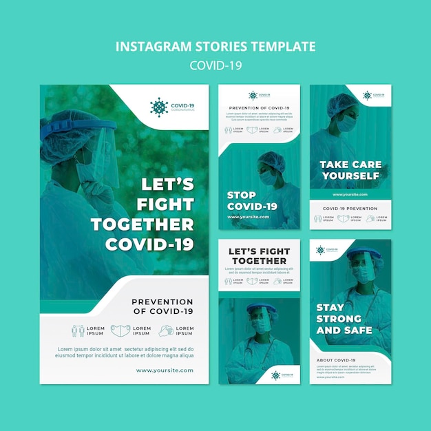 PSD gratuito plantilla de historias de instagram de covid19