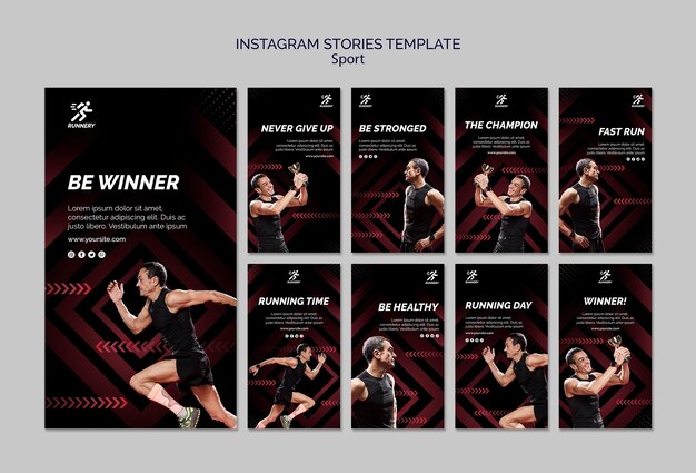 PSD gratuito plantilla de historias instagram de deportista en forma