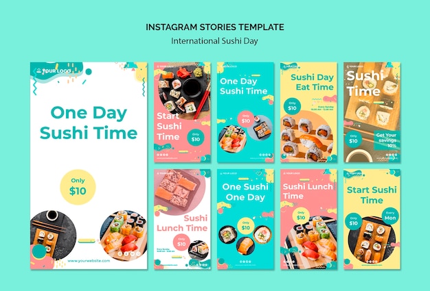 PSD gratuito plantilla de historias de instagram del día internacional del sushi