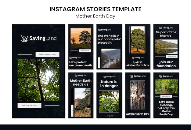 Plantilla de historias de instagram del día de la madre tierra