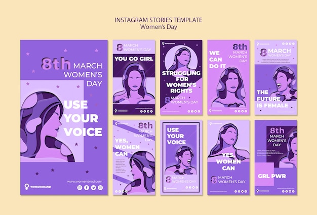 Plantilla de historias de instagram del día de la mujer