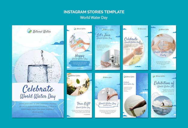 PSD gratuito plantilla de historias de instagram del día mundial del agua