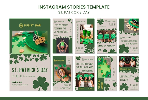 PSD gratuito plantilla de historias de instagram del día de san patricio