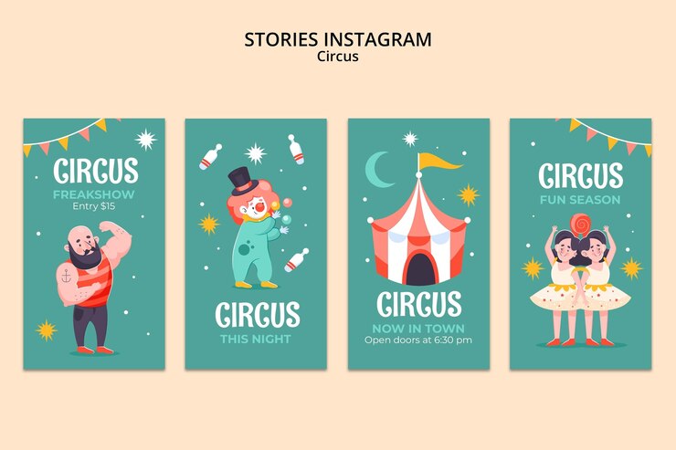 PSD gratuito plantilla de historias de instagram de diversión de circo
