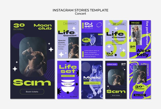 Plantilla de historias de instagram divertidas de concierto