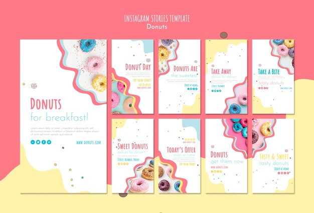 Plantilla de historias de instagram de donut concept