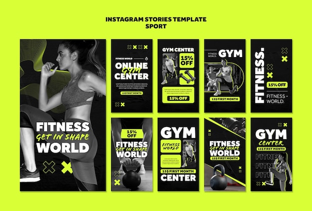 PSD gratuito plantilla de historias de instagram de entrenamiento deportivo