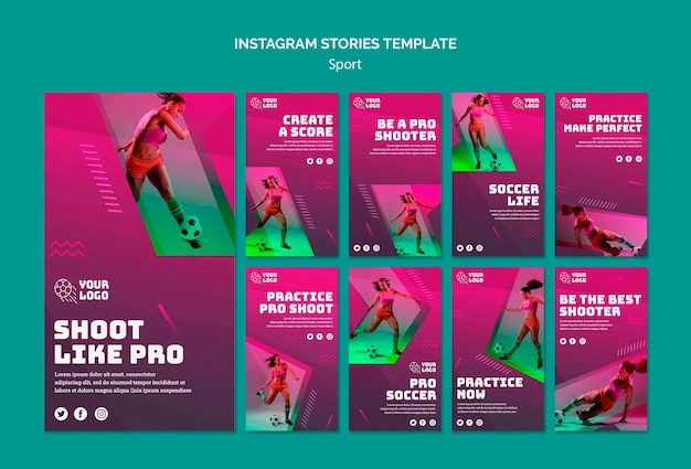 PSD gratuito plantilla de historias de instagram de entrenamiento de fútbol