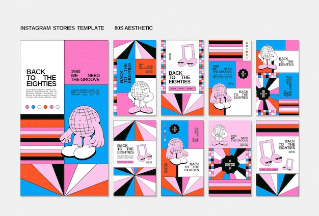 plantilla de historias de instagram estéticas de los 80