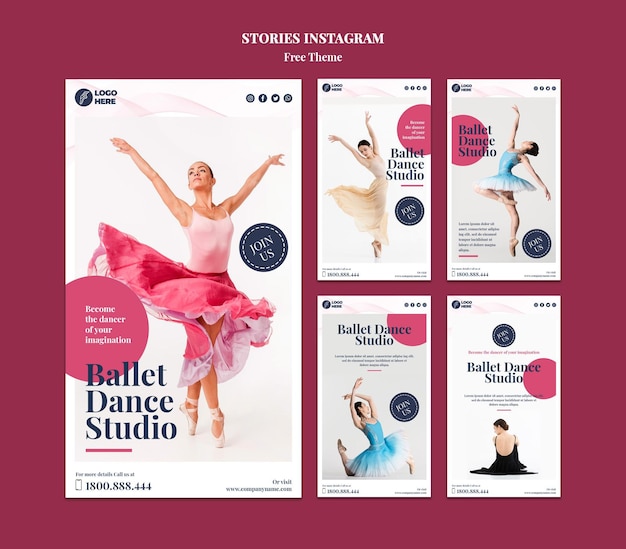 PSD gratuito plantilla de historias de instagram de estudio de baile