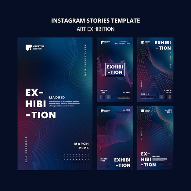 Plantilla de historias de instagram de exposición de arte