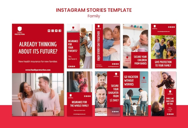 PSD gratuito plantilla de historias de instagram con familia