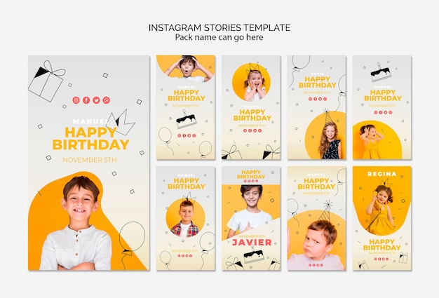 Plantilla de historias de instagram con feliz cumpleaños