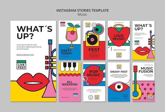 PSD gratuito plantilla de historias de instagram de festival de música