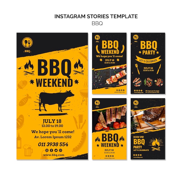 PSD gratuito plantilla de historias de instagram de fiesta de barbacoa