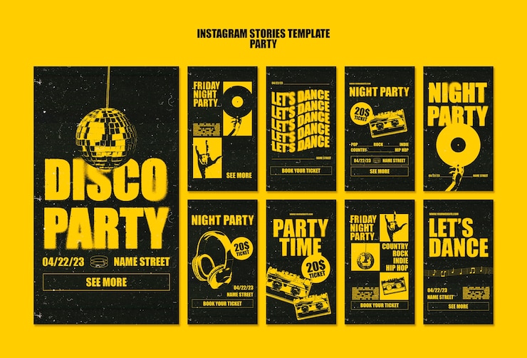 PSD gratuito plantilla de historias de instagram de fiesta temática