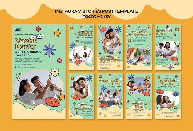 Plantilla de historias de instagram de fiesta en yate Archivo PSD Gratis