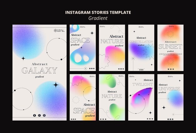 Plantilla de historias de instagram de formas degradadas
