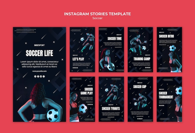 PSD gratuito plantilla de historias de instagram de fútbol