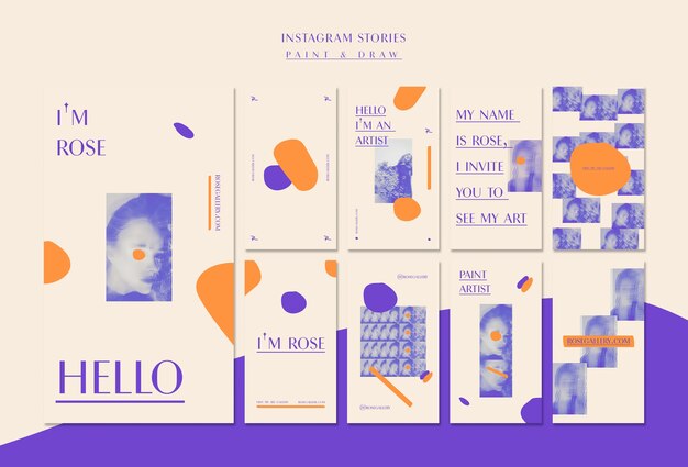 Plantilla de historias de instagram de la galería de artistas