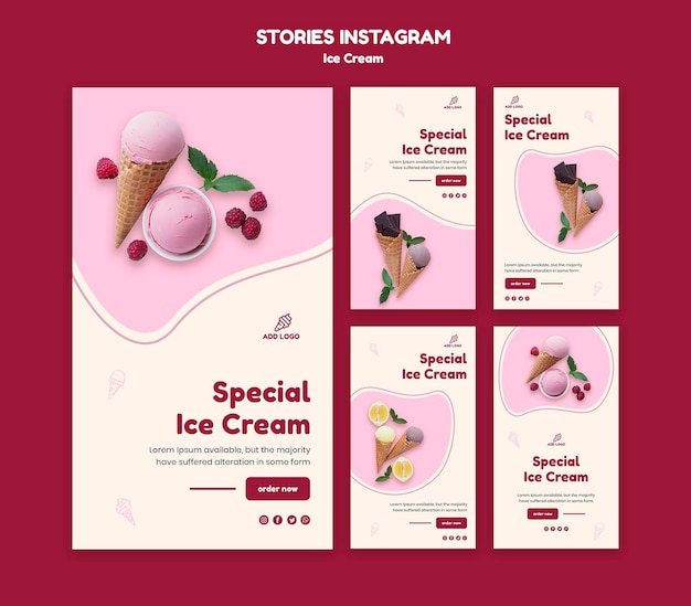 Plantilla de historias de instagram de helados